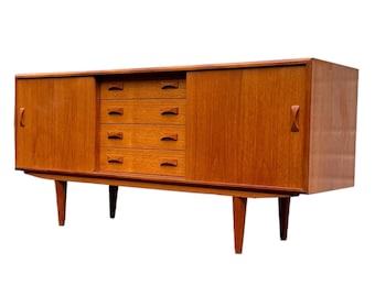 Free Shipping Within Continental US - Vintage Danish Mid Century Modern Credenza by Clausen and Sons . Dovetail Drawers. Adjustable Shelves.