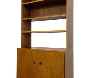 Free shipping within continental US - Vintage Mid Century Modern Van Pelt Belgian Cabinet Bookcase Hutch.