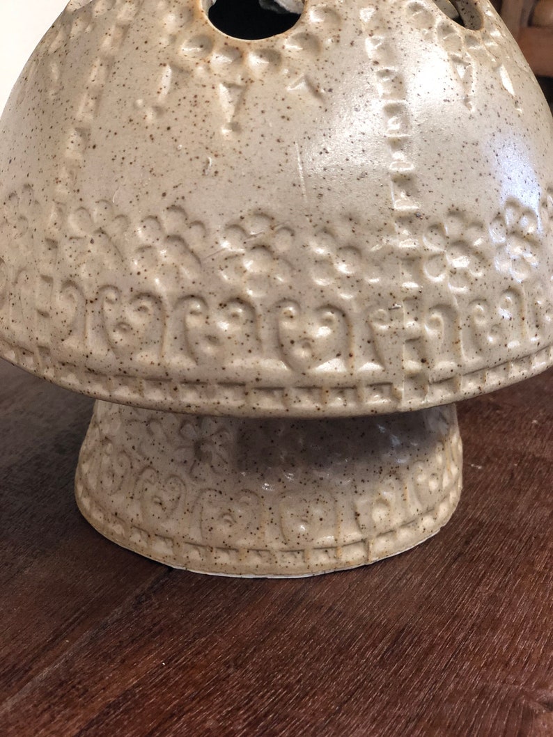 Vintage Mid Century Modern Retro Floral Bud Vase Mushroom Incense Studio Pottery image 2