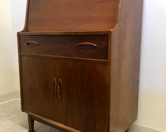 Free and Insured Shipping Within US - Danish Mid Century Modern Desk Dresser with Key