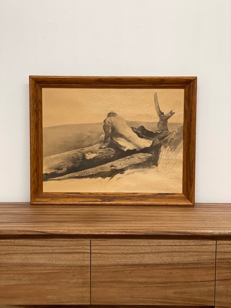 Free Shipping Within Continental US Andrew Wyeth Black & White Pencil Sketch Print image 4