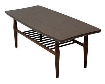 Free Shipping Within Continental US - Vintage Mid Century Modern Walnut Coffee Table With shelf