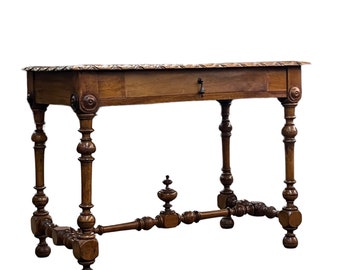 Free Shipping Within Continental US - 19th Century French Baroque Style Fruitwood Console Table or Writing Table