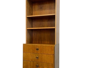 Free shipping within continental US - Vintage Mid Century Modern Bookshelf Cabinet with 4 Drawers