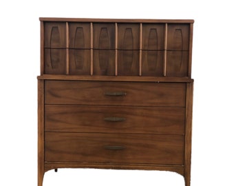Free Shipping Within US - Vintage Solid Walnut Mid Century Modern Kent Coffey Tallboy Dresser