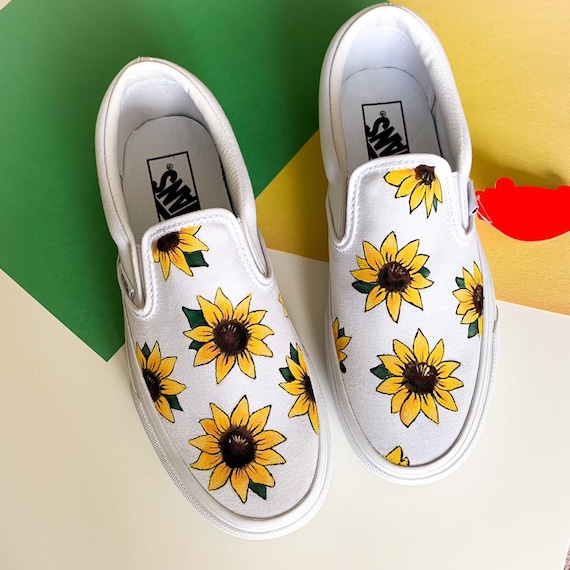 hand painted sunflower vans