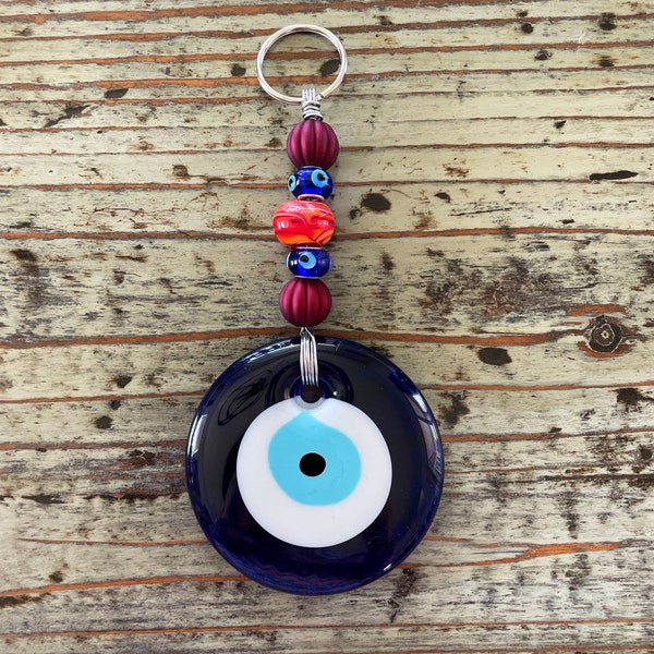 Glass Evil Eye Sun Catcher, Wall Hanging Huge Size 3" Nazar