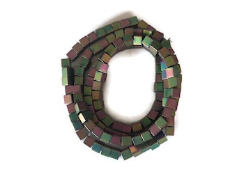 Rainbow Hematite Heart Pendant 35mm With Top Down Drill Hole HA01030