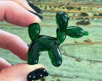 Grüner Lampwork Glasballon Hund Figur - 5 cm