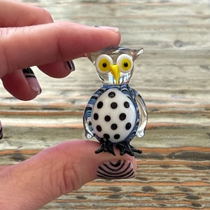Lampwork Glass Owl, Blue Owl Display, Decoration, Figurine