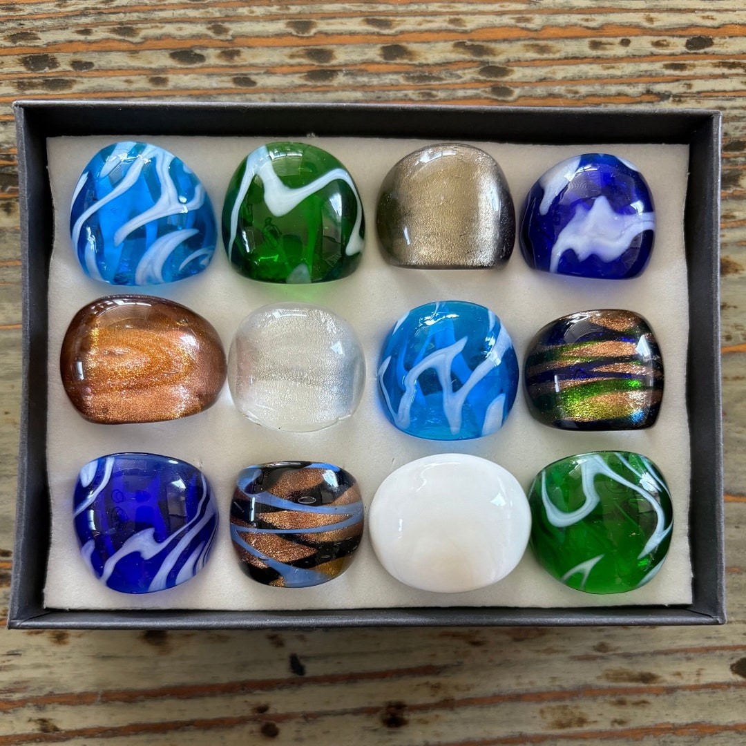 Lampwork Glass Rings, Mixed Color Infinity Style, Mixed Sizes - Etsy