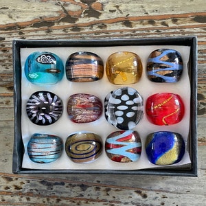 Lampwork Glass Rings, Mixed Color Infinity Style, Mixed Sizes