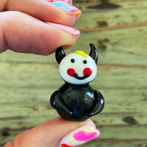 Lampwork Glass Devil, Czarny 30 mm, Wyświetlacz, Upiorna dekoracja na Halloween
