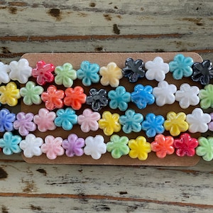 Porcelain Flower Bead Strands, Mixed Color, 12mm Ceramic Flowers Beads Strand
