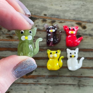 Lampwork Cat Beads 20mm, Adorable Multicolor Cats