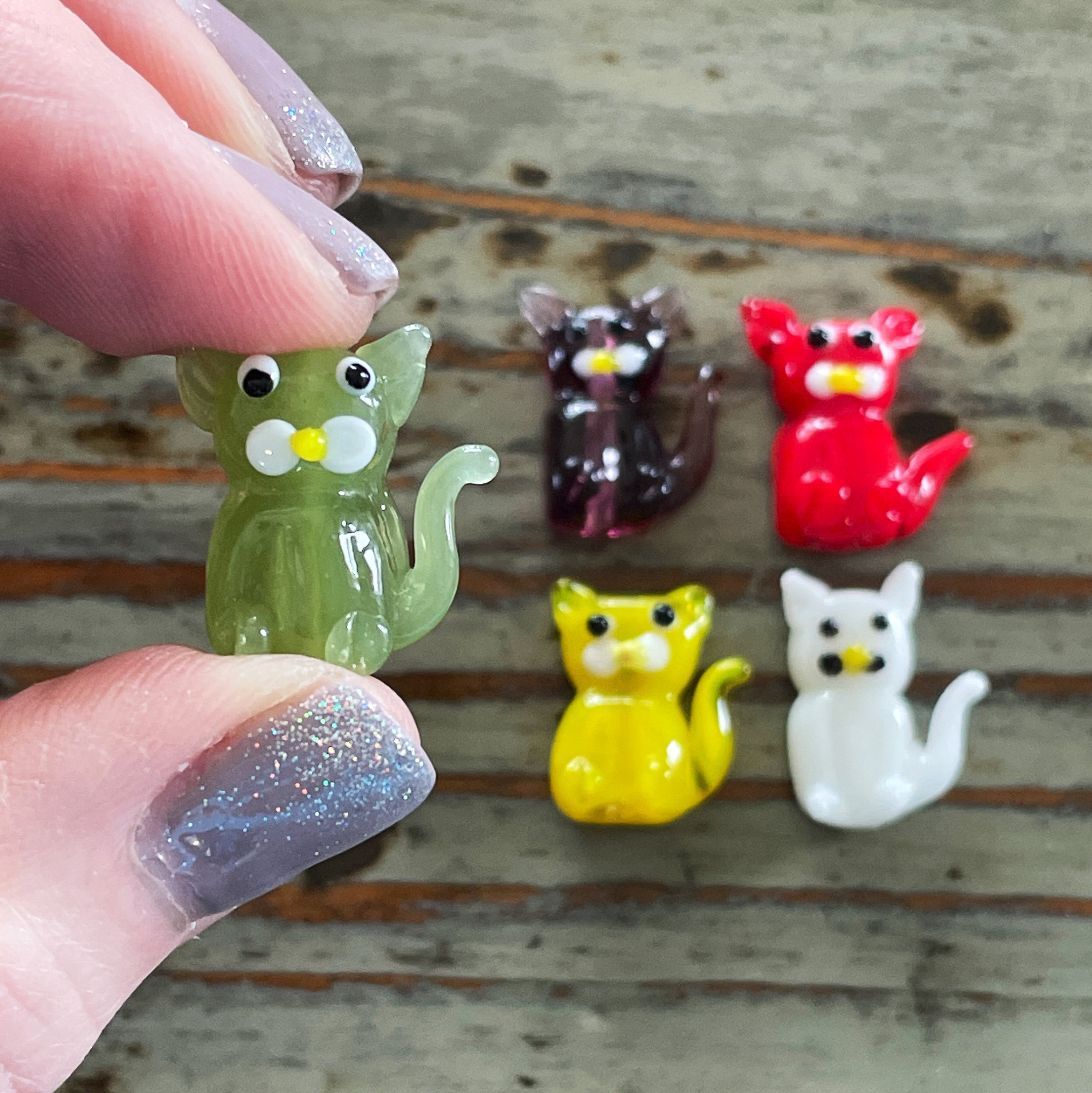 Lampworked Cat Beads, Glass Cat Pendant Beads, 1pc-P0454-EAC