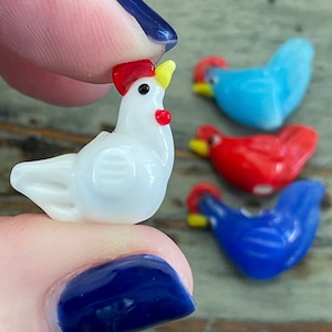 Lampwork Rooster Bead 22mm, Adorable Glass Rooster