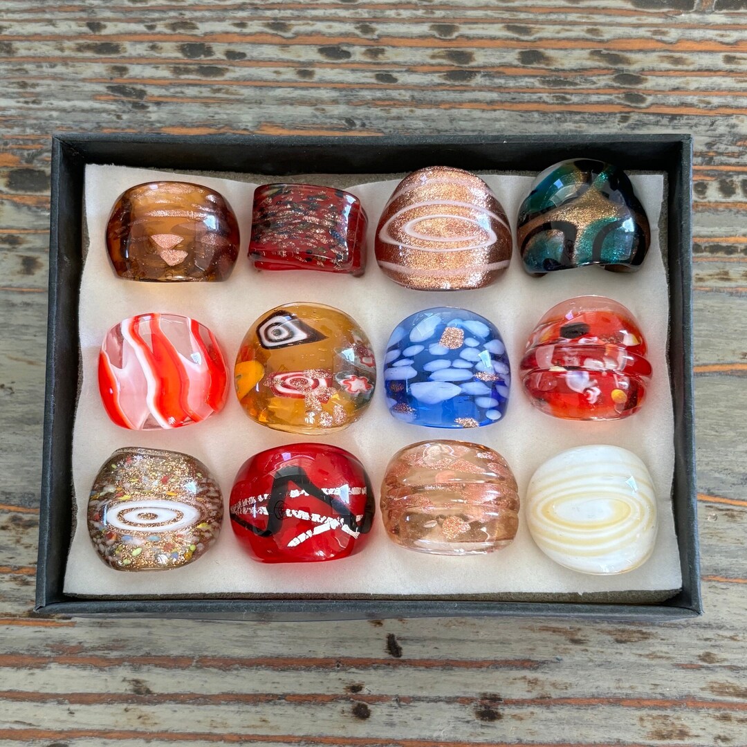 Lampwork Glass Rings, Mixed Color Infinity Ring, Mixed Sizes - Etsy
