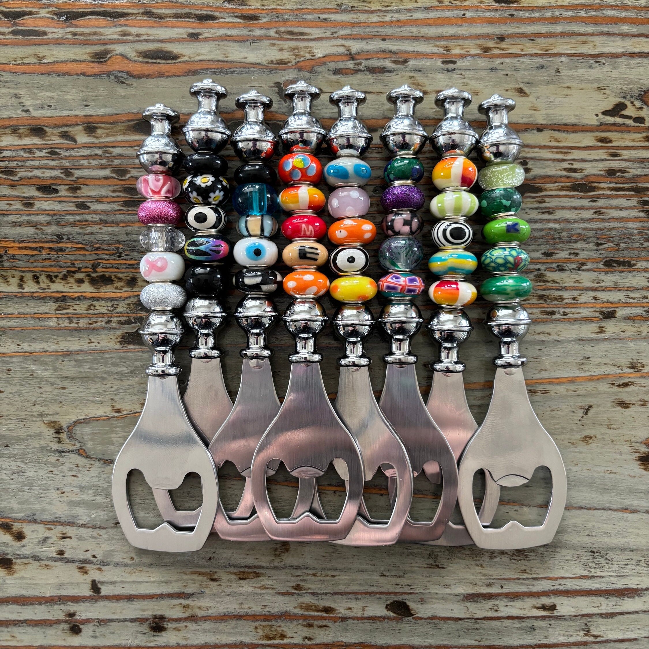 Beaded Bottle Opener, Lampwork Glass Beads on 6” Silver Opener - Etsy