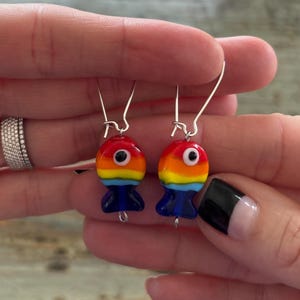 Rainbow Lampwork Fish Earrings