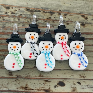 Lampwork Snowman Pendant or Ornament Large 62mm, Christmas, Winter