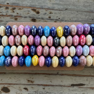 Porcelain Rondelle Bead Strands, Mixed Color, 12mm