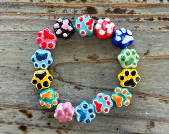 Keramik Paw Armbänder, Porzellan 14 mm Paws Perlenarmband