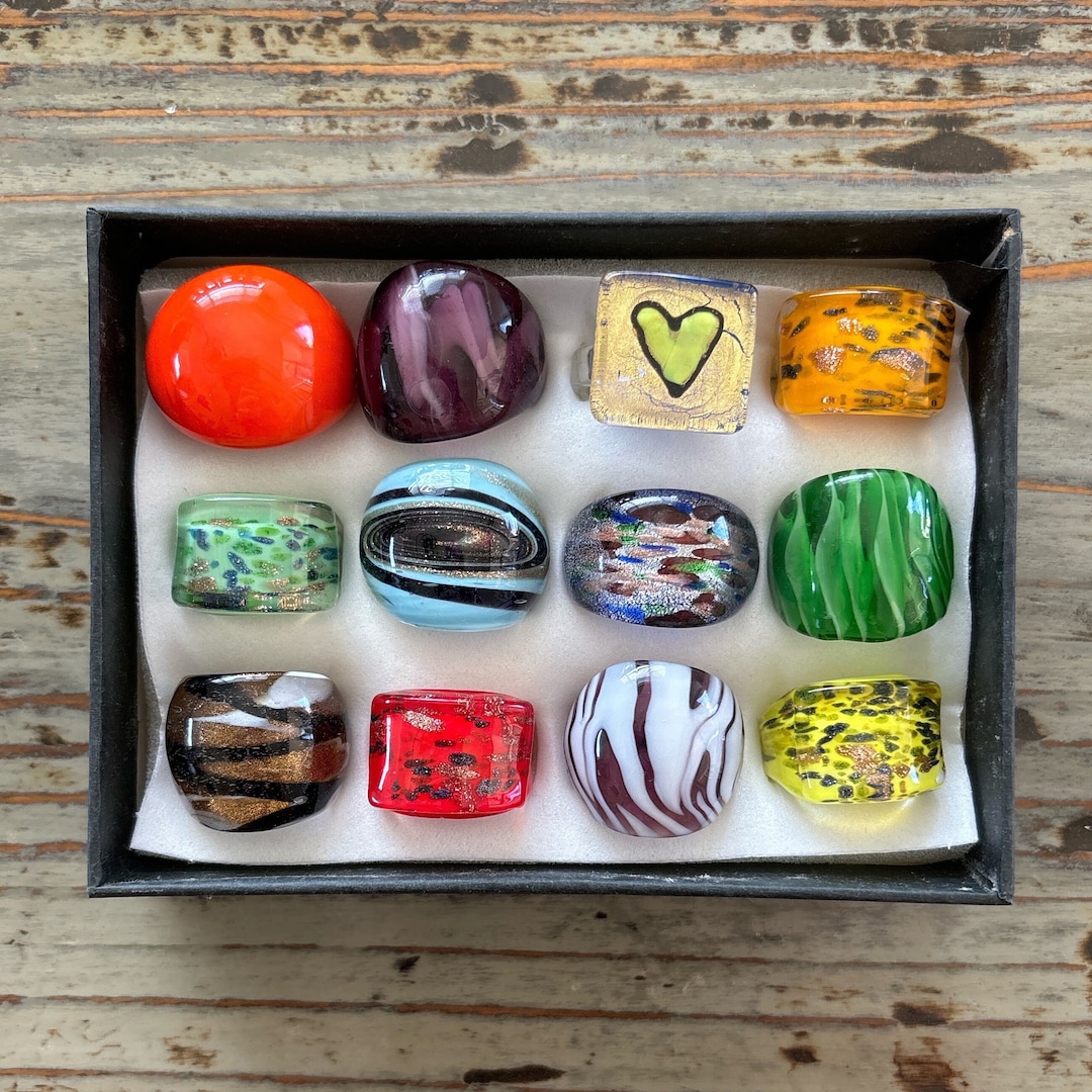 Lampwork Glass Rings, Mixed Color Infinity Style, Mixed Sizes - Etsy