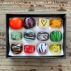 Anéis de vidro Lampwork, estilo infinito de cores misturadas, tamanhos mistos