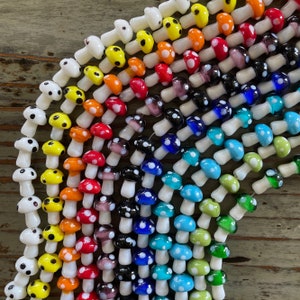 Lampwork Mushroom Beads, 12mm Glass Mushrooms