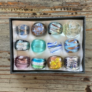 Anéis de vidro Lampwork, estilo infinito de cores misturadas, tamanhos mistos