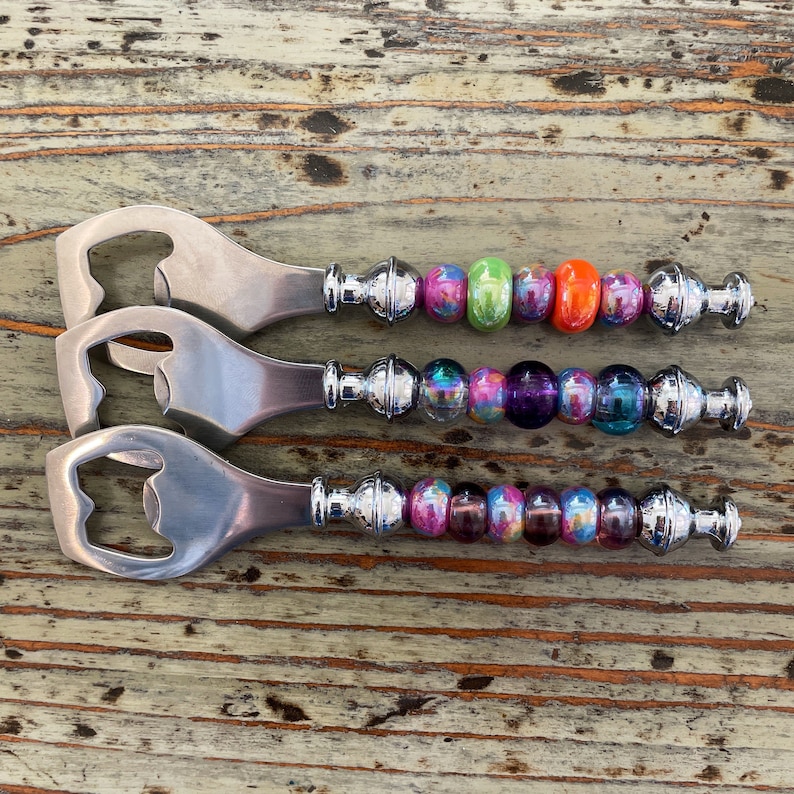 Beaded Bottle Opener Murano Glass Beads on 6 Silver Opener Etsy