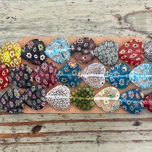 Millefiori Large Heart Beads, Mixed Color Hearts, Lampwork Glass