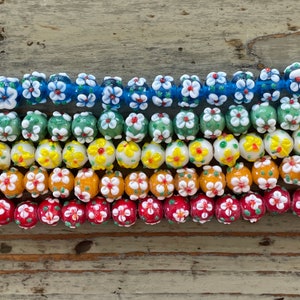 Lampwork Glass Beads, Flowers, Mixed Color, 12mm Round Flower Bead