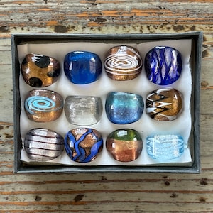 Anéis de vidro Lampwork, estilo infinito de cores misturadas, tamanhos mistos