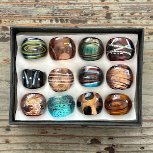 Lampwork Glass Rings, Mixed Color Infinity Ring, Mixed Sizes