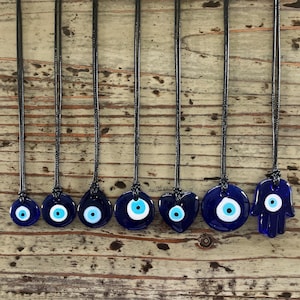 Glass Evil Eye Necklace, Lampwork Nazar Corded Choker