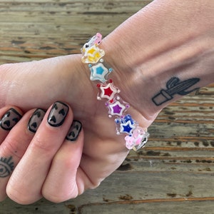 Lampwork Star Bracelets, Glass 12mm Star Beaded Bracelet