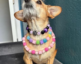 Colorful Faux Pearl Pet Necklace: Dog & Cat Jewelry