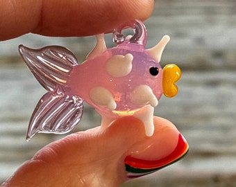 Petit Poisson Décoratif Orange En Verre Soufflé, Style Murano - Objet Déco