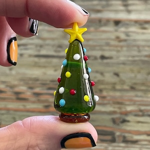 Lampwork Glass Christmas Tree with Star Decoration