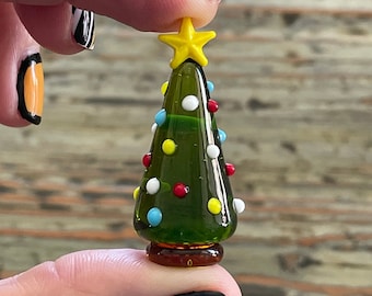 Lampwork Glass Christmas Tree with Star Decoration