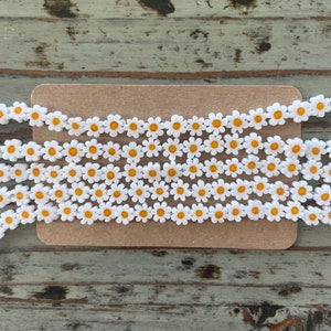 Millefiori Lampwork Flower Beads Glass Strands, White Daisy, 8mm