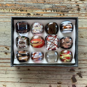 Anéis de vidro Lampwork, estilo infinito de cores misturadas, tamanhos mistos