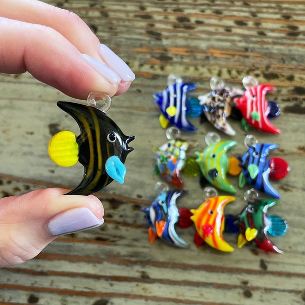 Lampwork Glass Fish, 32mm Float Glass for Aquarium or Pendants