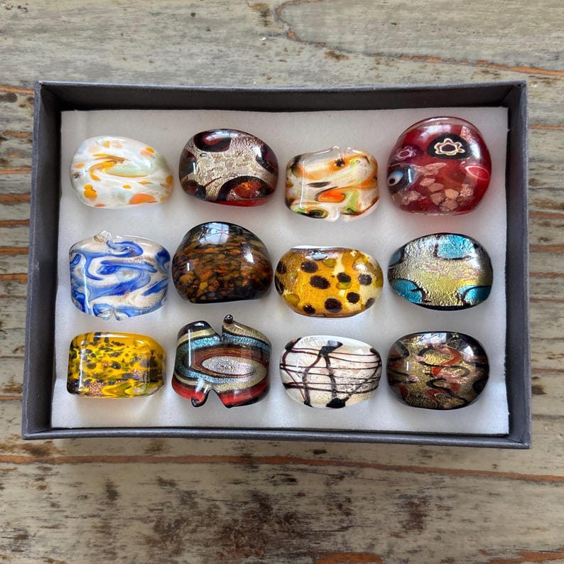 Lampwork Glass Rings, Mixed Color Infinity Style, Mixed Sizes - Etsy