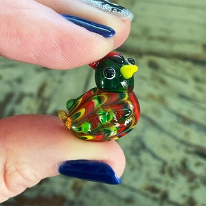 Lampwork Mallard Duck Bead 20mm, Adorable Glass Green Duck