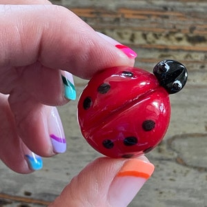 Lampwork Glass Ladybug, Red Garden Ladybug 35mm, Display, Decoration, Figurine