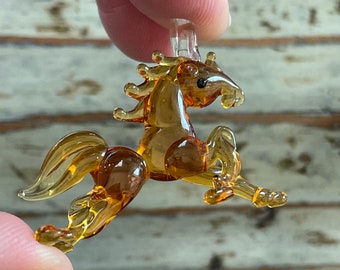 Lampwork Horse Animal Pendant 40mm Glass Spirit Animal, Chinese Zodiac