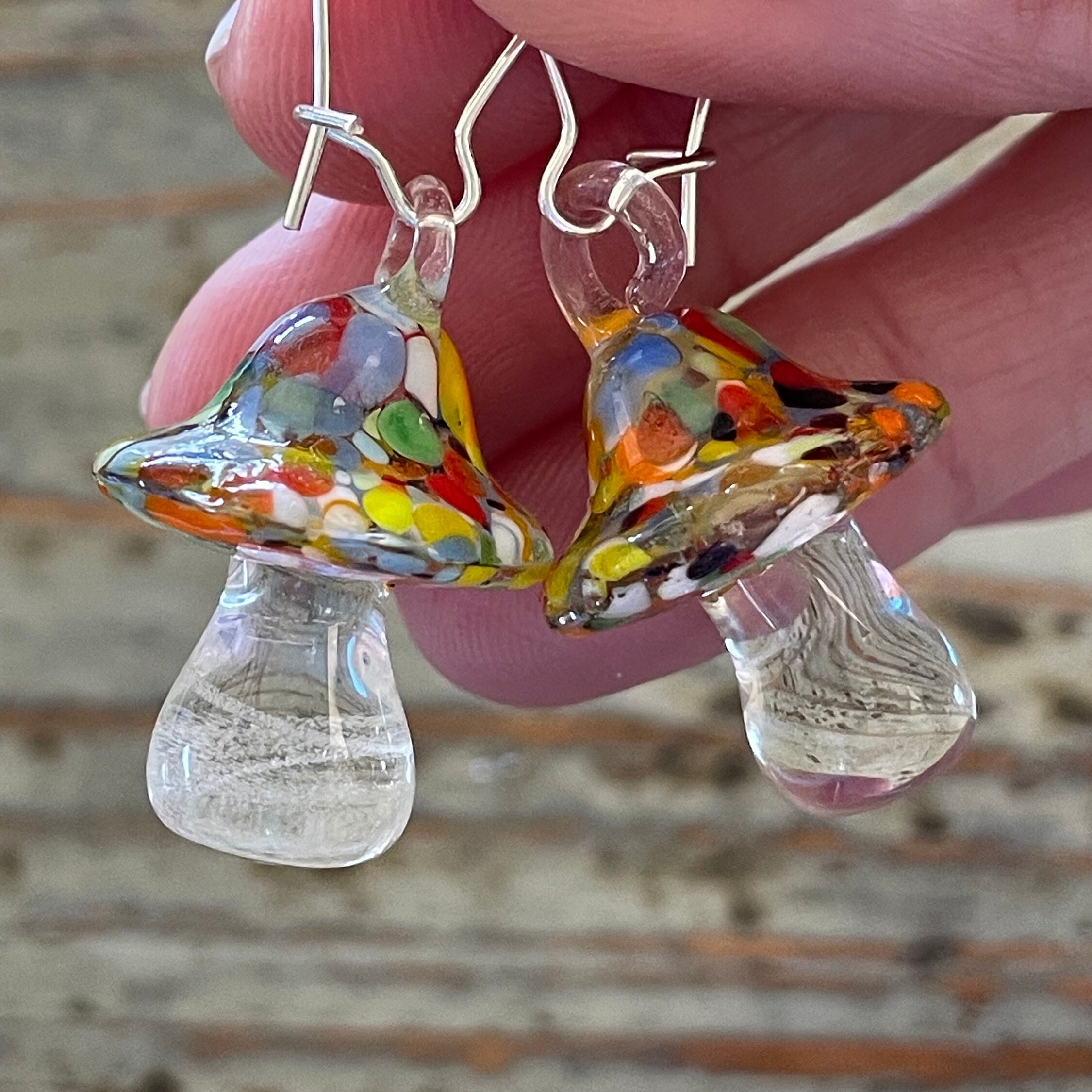  100pcs Mushroom Beads,Handmade Glass Mushrooms,Lampwork Beads,Lampwork  Mushrooms Charms,Glass Beads for DIY Necklace Earrings Bracelet Jewelry  Making (Dark Green)